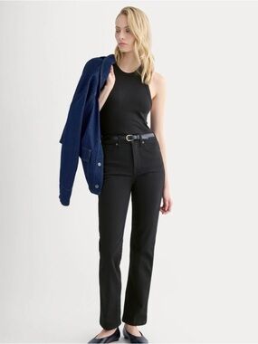 Everlane Black High-Rise Slim-Straight Jeans, 31 Ankle
